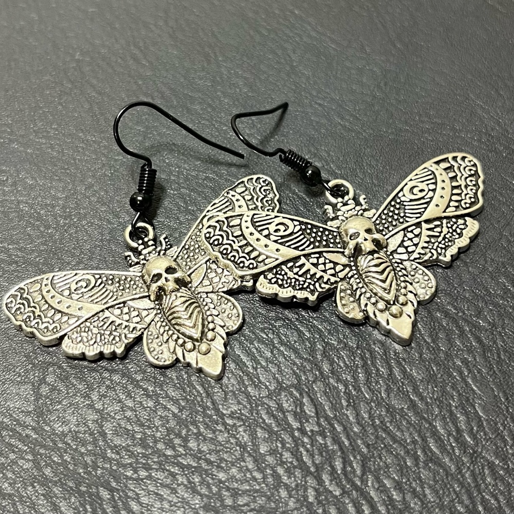 Gothic Moth Earrings